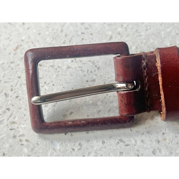 Talbots Womens Braided Leather Belt Brown 0.75" x 37”  Buckle 1.75” - Picture 4 of 10